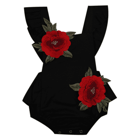 

Shuttle tree Baby Girl Jumpsuit Three Dimensional Flower Print Sleeveless Summer Cool Romper