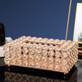 thumbnail image 3 of Manta Crystal Tissue Box Cover Rectangle Golden Bling Tissue Holder Decorative, 3 of 8