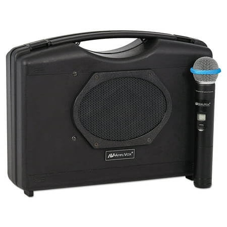Amplivox Wireless Portable Buddy - AmpliVox Bluetooth Audio Portable Buddy with Wireless Handheld Mic, 50W, Black