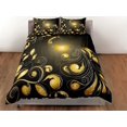 thumbnail image 3 of Funda Nórdica Negra Pavo Real Amarillo Decoración Brillante Estética Juego de Cama Completo,, 3 of 4