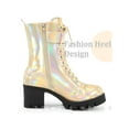 thumbnail image 3 of BLISSFUL STEP Round Toe Platform Chunky Heel Combat Boots for Women Gold (Size 7), 3 of 6