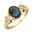 thumbnail image 2 of 925 Silver Gold Vermeil 8X6 MM Oval Shape Labradorite Women Valentines Day Gifts Ring, 2 of 4