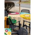 thumbnail image 5 of Outdoor Tablecloth with Umbrella Hole for Patio/Picnic/Party/Camping, Summer Swimming Rings Waterproof Table Cloth Square Cover Washable, Floral Plumeria Beach Seaside (60"x 60"), 5 of 8