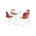 thumbnail image 2 of KFI Dailey 42in Square Dining Set - White Table - Coral Sled Chairs, 2 of 3