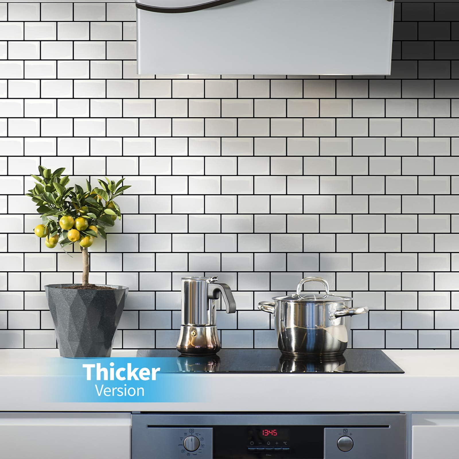 Peel And Stick Backsplash For Kitchen White Subway (10 Tiles  Thicker Design)
