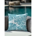 thumbnail image 3 of Outdoor Pillows Waterproof, Teal Blue Monstera Deliciosa Throw Pillows with Inserts Included, Summer Botanical Tropical Indoor Outdoor Decorative Lumbar Pillow for Bed/Couch/Patio 16"x16", 1Pcs, 3 of 8