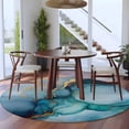 thumbnail image 4 of Teal Blue Marble Large Area Rugs for Bedroom Living Room, Soft Non Slip Carpet Bedside Rug, Abstract Artwork Aesthetic Round Floor Cover Kitchen Accent Rug 5' for Dining Room/Office, 4 of 9