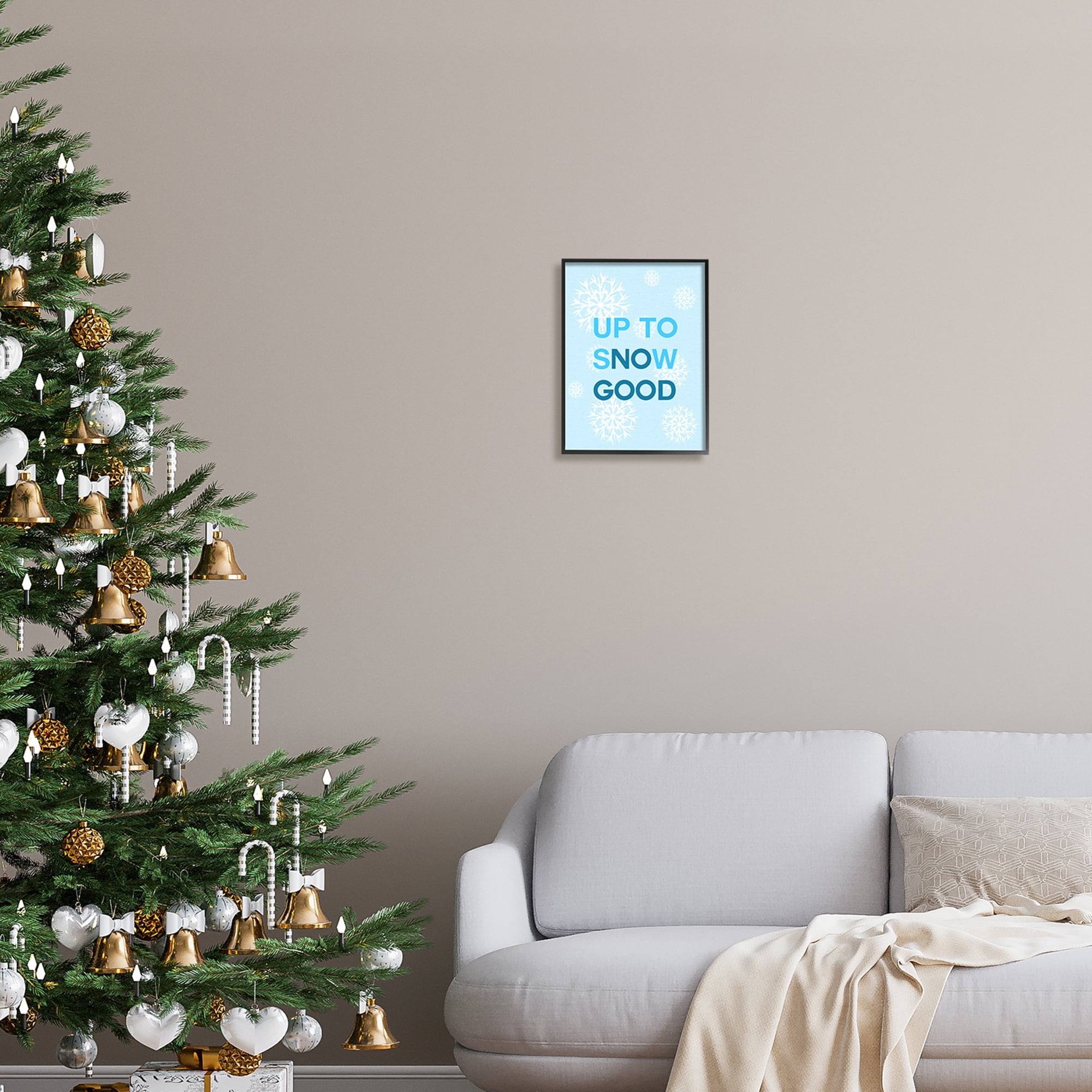 Stupell Industries Up To Snow Good Phrase Holiday Painting Black Framed Art Print Wall Art, 11 x 14