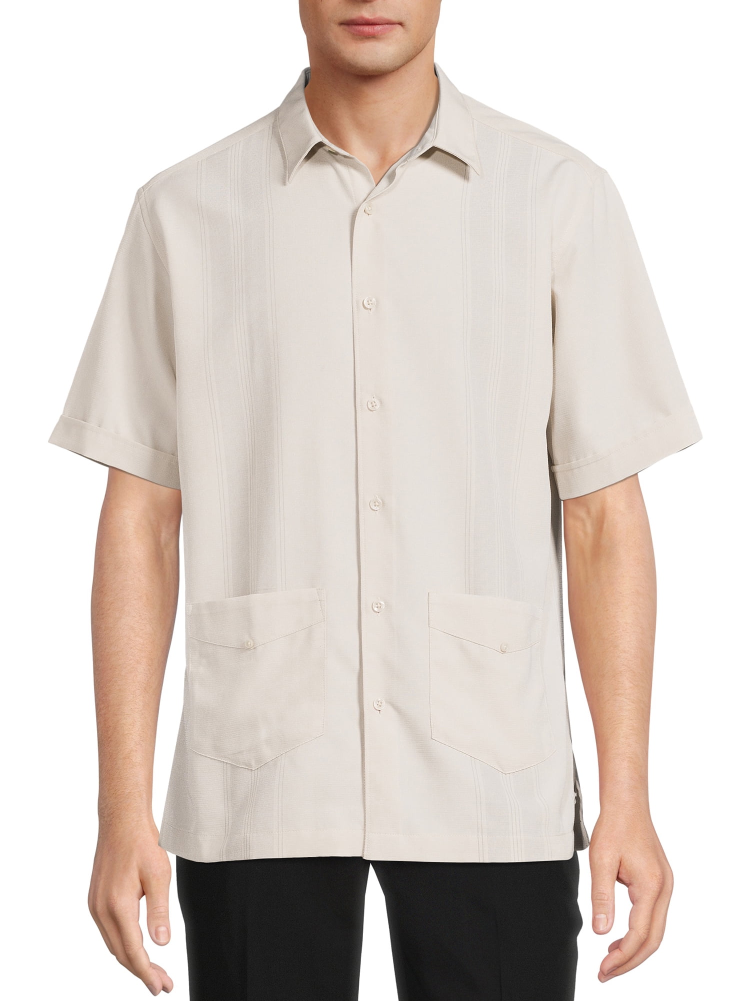 Cafe Luna Men s Woven Short Sleeve Guayabera Panel Shirt Walmart cafe-luna-men-s-woven-short-sleeve-guayabera-panel-shirt-walmart