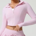 thumbnail image 5 of Wensltd Women's Cropped Lightweight Stretchy Running Jackets Full Zip Slim Fit Athletic Yoga Tops with Thumb Holes, 5 of 8