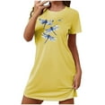 thumbnail image 2 of SDNall Nightgown for Women Oversized Short Sleeve with Chest Print, Round Neck Sleepshirt for Lounge and Sleep, Soft Pajama, 2 of 7