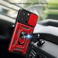 thumbnail image 3 of Reiko Kickstand Ring Holder with Slide Camera Cover TPU Magnetic Car Mount for Apple iPhone 14 Pro in Red, 3 of 4