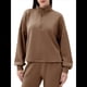 thumbnail image 1 of Sudadera Holgada Informal de Modal con Media Cremallera y Cuello Alto para Mujer, Jersey de Larga Popular para Otoño de 2025. Marrón M, 1 of 8