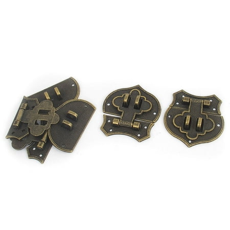 Antique Style Metal Lock - 4pcs Bronze Tone Metal Antique Style Suitcase Jewelry Box Case Latch Chest Lock