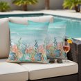 thumbnail image 2 of Outdoor Pillow Covers 16x16 Set of 2, Coastal Beach Waterproof Patio Throw Pillow Covers for Couch Sofa Chair, Ocean Wave Summer Sea Starfish Coral Teal Beige Decorative Pillowcases for Throw Pillows, 2 of 9