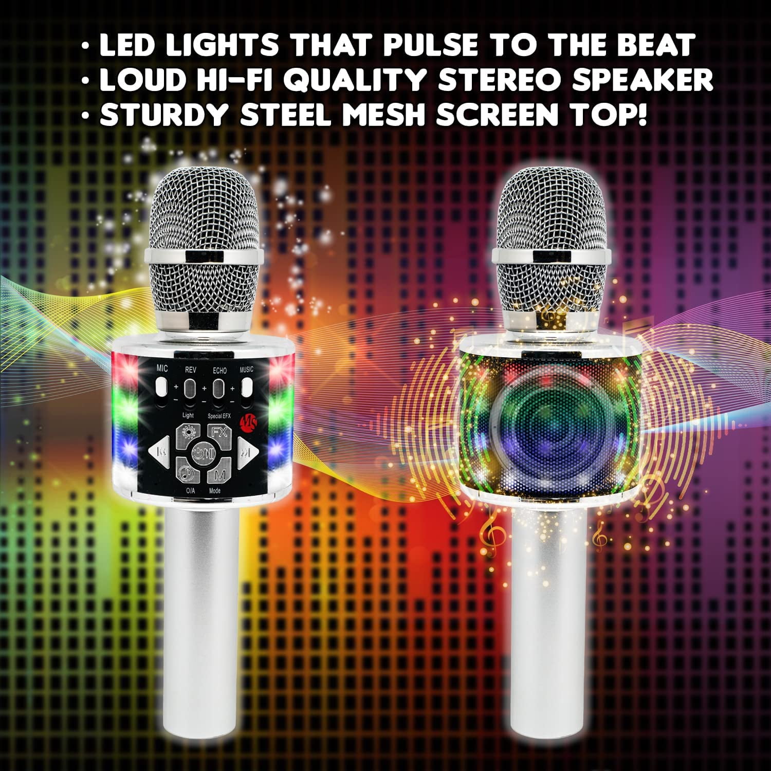 Mainstream Source(R) Wireless Bluetooth Karaoke Microphone - Handheld 4-in-1 Portable Microphone for Parties, Karaoke, Music, ＆ Recording(並行輸入品)