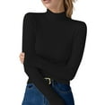 thumbnail image 1 of LUOGENLI Chandails pour Femmes Manches Longues Tenue de Bureau Décontractée Chandail Tricoté d'Hiver Doux et Chaud à Col Roulé Haut Manches Longues Coupe Ajustée Blouse pour Tenue Décontractée Noir Taille TG, 1 of 4