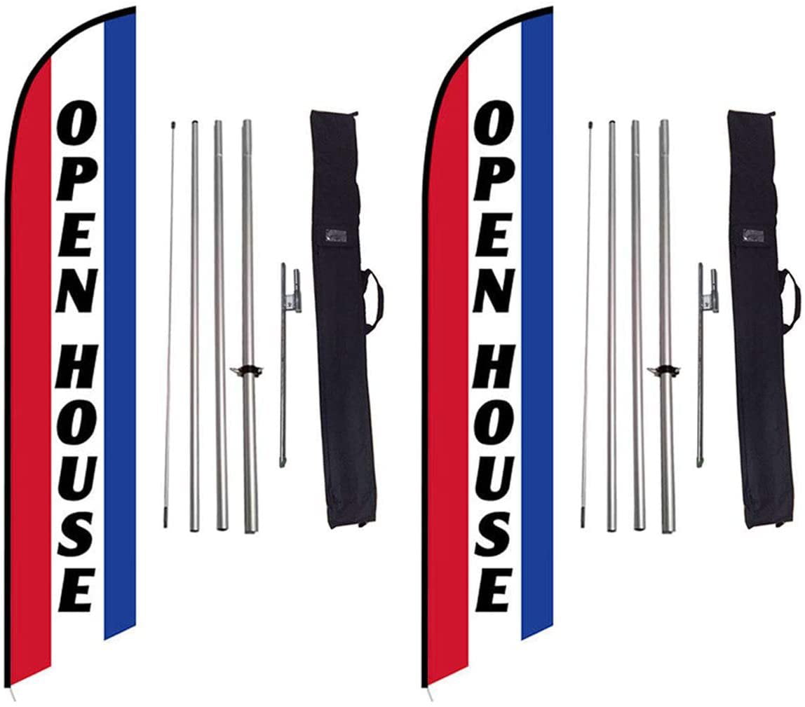 Real Estate Feather Banner Swooper Flag Kit with pole+spike blue 