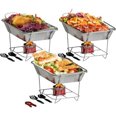 ALPHA LIVING Disposable Chafing Dish Buffet Set, Food Warmers for Parties, Fuel Cans Complete