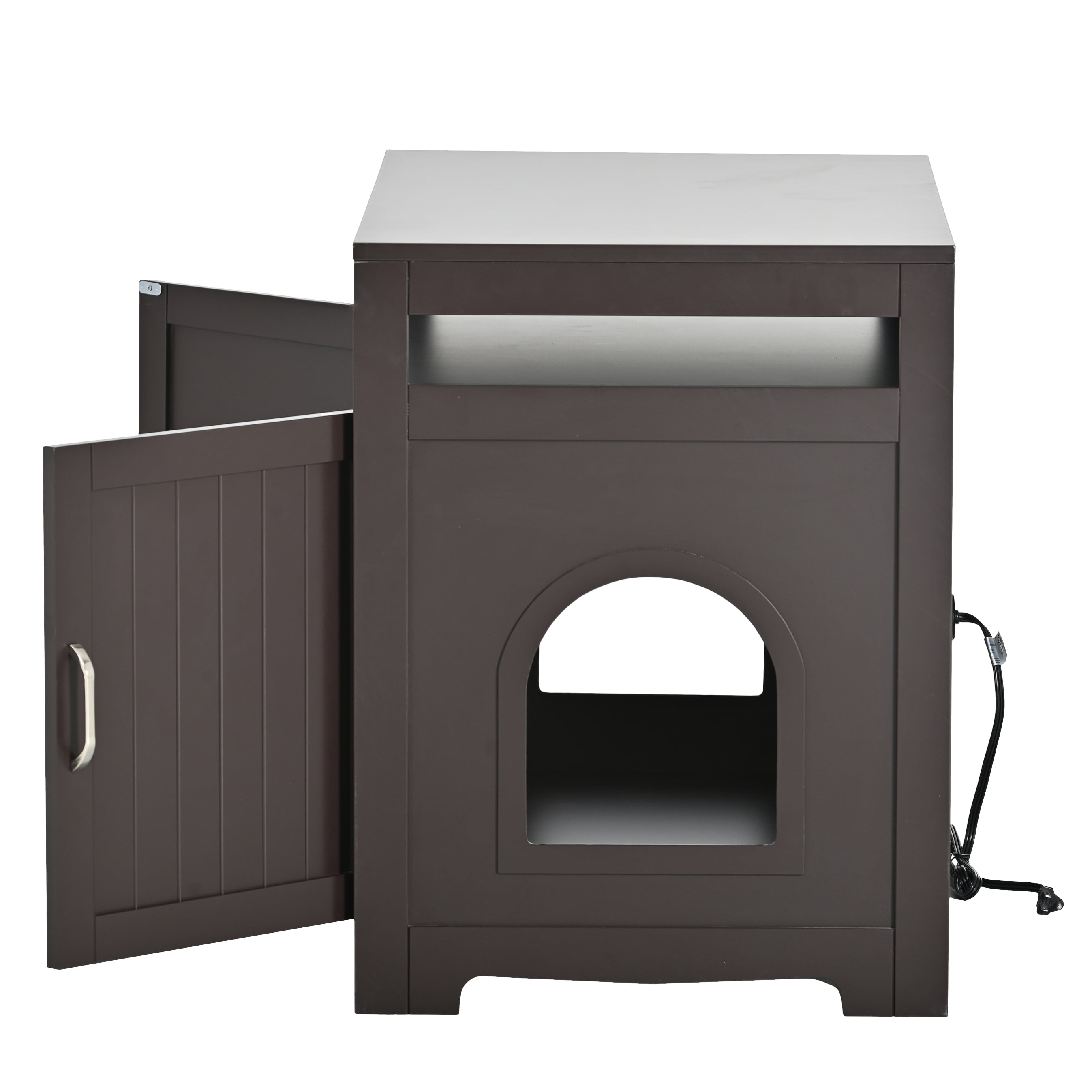 Aukfa Litter Box Enclosure, Cat Litter Box Furniture with Hidden Plug, Espresso