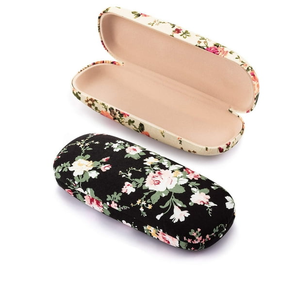 2 piezas Estuche rígido para anteojos de mujer Estuche para anteojos portátil ligero vintage con diseño de flores Estuche para anteojos Estuche para anteojos