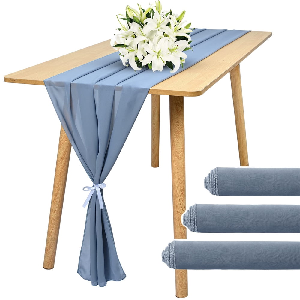 Pesonlook 3PCS Chiffon Table Runner 10Ft Romantic Wedding Runner Dusty