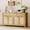 Light oak, variant on Rattan Sideboard Buffet Cabinet with 4 Doors & 3 Drawers, Boho Credenza Storage Cabinet with Adjustable Shelves, Mid Century Wood Buffet Table Coffee Bar for Kitchen, Living Room