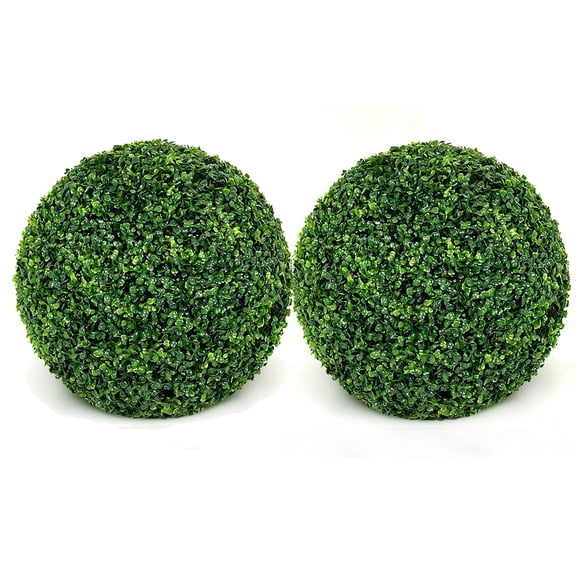 KOYPTL 2 PCS 10.2" Artificial Boxwood Topiary Balls UV Resistant Indoor Outdoor,Grass Dome Ball,Round Faux Boxwood Balls for Garden Backyard,Waterproof Tabletop Fake Plant Sphere