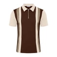 thumbnail image 4 of Afdoent Polo Shirts For Men Color Block Zip Short Sleeve Polo Shirt Casual Knit Breathable Activewear Tennis Sportswear Loose Fit, 4 of 4