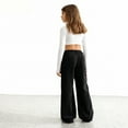 thumbnail image 5 of CCRFTGI Girls Pants 10-12 Corduroy Baggy Casual High Waist Trousers Trendy Straight Leg Vintage Fall Spring Streetwear with Pockets Black 14-15Y, 5 of 9