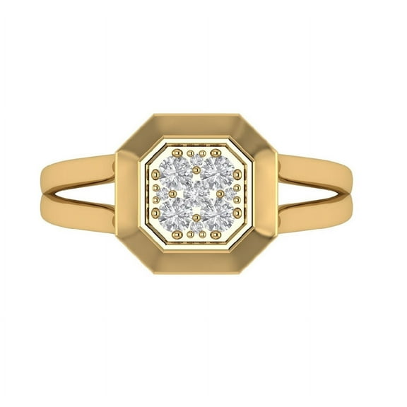 Araiya 10K Yellow Gold Diamond Cluster Square Ring for Women (1/4 cttw, I-J Color, I2-I3 Clarity), Size 7