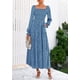 thumbnail image 2 of Vestido PRETTYGARDEN 2025 Floral de Manga Larga con Fruncido Azul Talla L, 2 of 8