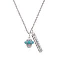 thumbnail image 1 of Delight Jewelry Silvertone Crystal Teal Spinner Silvertone Always My Mother Bar Charm Necklace, 23", 1 of 4