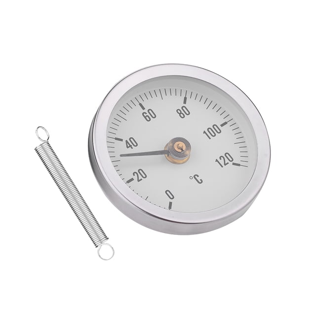 Outdoor Thermometer, Waterproof 63mm Waterproof Dustproof IP55 0-120° Bimetal Temperature Spring Thermometer Pipe Surface
