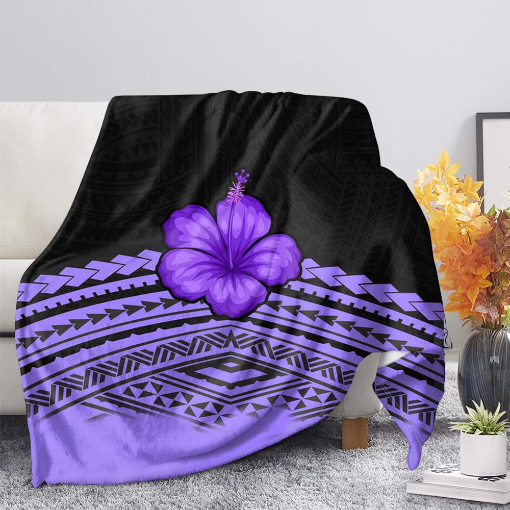 Hawaiian Hibiscus Printed Lightweight Thin Soft Bed Blanket Throws for