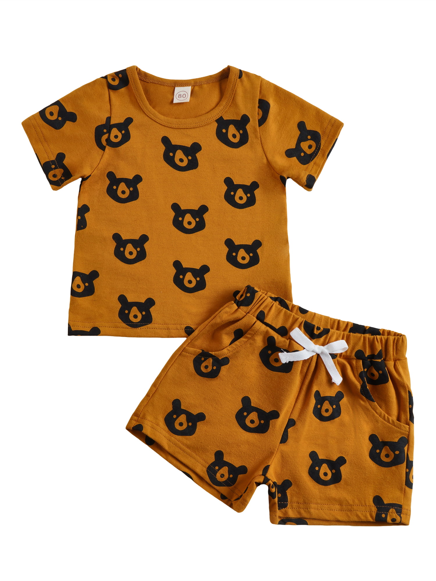 Qmyliery Baby Girls Boys 2 Pieces Outfits, Cartoon Animal Print Short Sleeve  T-Shirts Tops + Elastic Waist Shorts Summer Set - Walmart.com