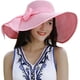 thumbnail image 1 of Sombrero de paja con lazo grande de 5,5 pulgadas para mujer, gorra de playa enrollable plegable grande flexible, sombrero para el sol UPF 50+ (rosa) BANYUO  Electrónica, 1 of 5