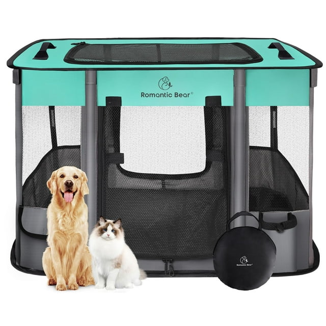 Corral para perros OSITO ROMÁNTICO 102x81x61 cm Plegable con cubierta de sombra