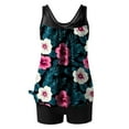 thumbnail image 6 of Tqyyweavej Womens Floral Tankini Swimsuits Sleeveless Loose Scoop Neck Tank Top and High Waist Black Tummy Control Swim Board Shorts, 6 of 7