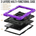 thumbnail image 3 of SaniMore for Samsung Galaxy Tab A8 10.5 inch 2022 SM-X200/SM-X205 Back Case with 360° Rotating Kickstand Holder Screen Protector Tri-layer Heavy Duty Drop-resistant Shockproof Case, Purple, 3 of 10