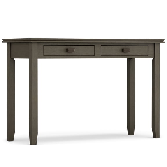 Simpli Home Artisan 46 inch Wide Solid Wood Transitional Console Sofa Table in Farmhouse Grey