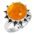 thumbnail image 1 of 925 Silver Ring For Women - Girls Orange Amber Stone Silver Ring Size 11 November Birthstone Hand Made Silver Ring Size 11 Gift For Sister On Cocktail Party 925 Gemstone Silver Jewelry, 1 of 5