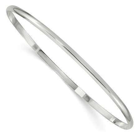 Sterling Silver 2.25 MM Solid Polished Plain Slip-On Bangle Bracelet, 7.25