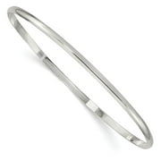 Sterling Silver 2.25 MM Solid Polished Plain Slip-On Bangle Bracelet, 7.25"