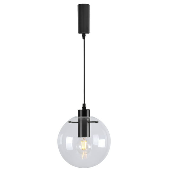 Kiven H-Type Track Lighting, 1-Light Modern Halo Track Pendant Light with Glass Shade, Track Light Pedant Adjustable Length for Bedroom Kitchen Island Home Lighting,Black Finish