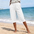 thumbnail image 5 of UAMVSH Bermuda Shorts for Womens Side Split Summer Beach Shorts Knee Length Elastic Wasit Casual Long Shorts with Pockets, 5 of 7