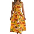 thumbnail image 3 of Vestidos de Verano para Mujer 2025, Vestido Informal con Tirantes Finos, Volantes, Plisado y Estampado Floral Fluido Amarillo M, 3 of 10