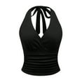thumbnail image 5 of Fshinging 2026 Summer Fashion Tank Top for Women Leopard Print V Neck Cropped Halter Lace Up Cami Undershirts Black L, 5 of 5