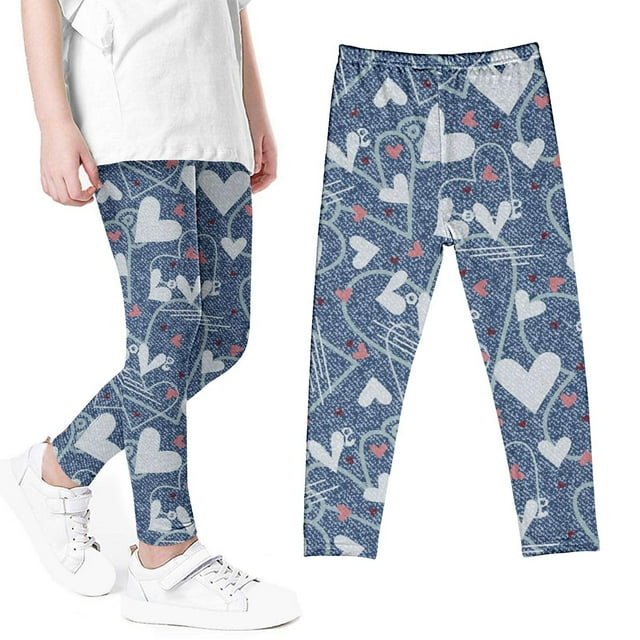 Odeerbi 3-8 Años Niñas Leggings Mallas Elásticas Imitación Denim Pantalones de Verano Cintura Alta Panty Suave