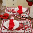 thumbnail image 4 of Valentine''s Day Placemats 12x18 Inch, Hearts XOXO Love Farmhouse Holiday Kitchen Dining Table Decoration for Indoor Outdoor Dinner Party Décor (White) GP102-18, 4 of 6